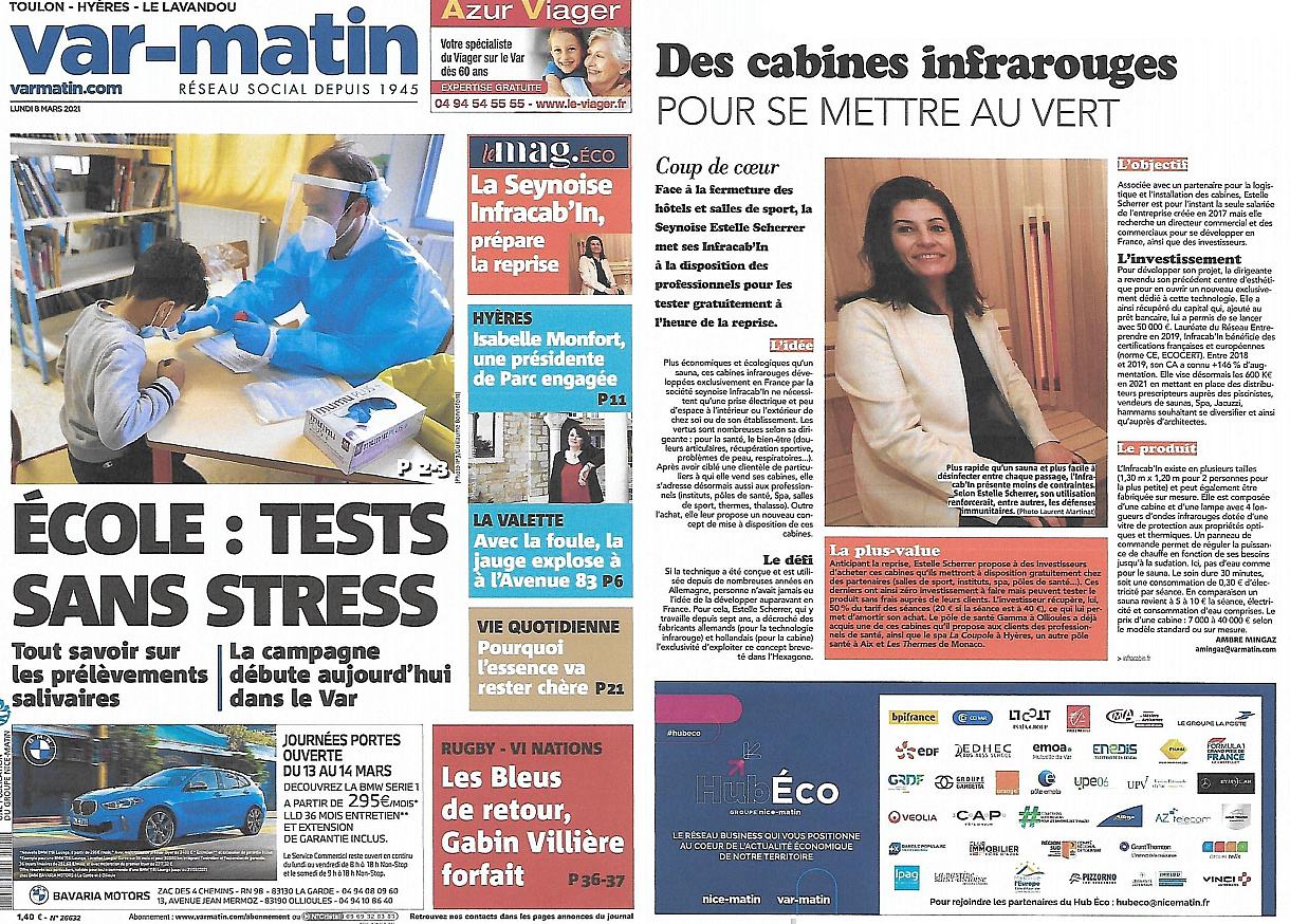 Var Matin - Infracab'in, cabine infrarouge Direct Heat -  La presse en parle